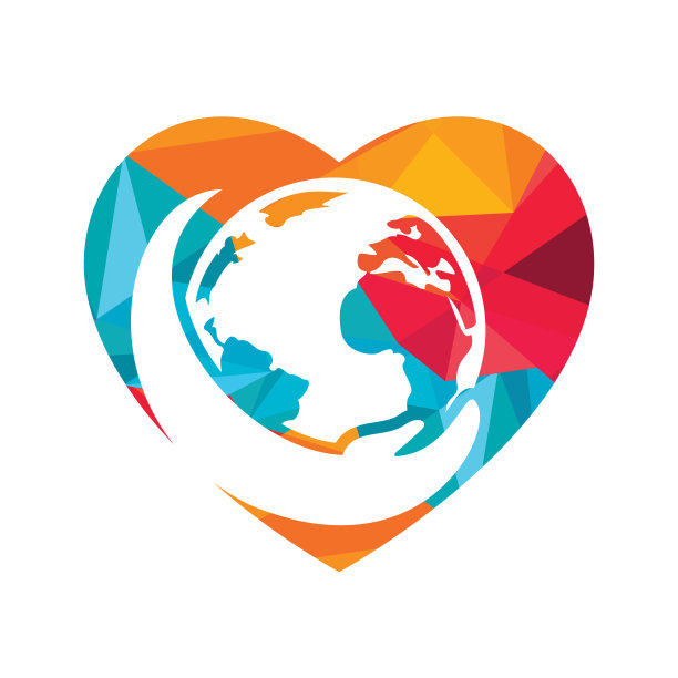 世界手的标志。拯救世界标志设计。全球关爱标志概念。图片下载