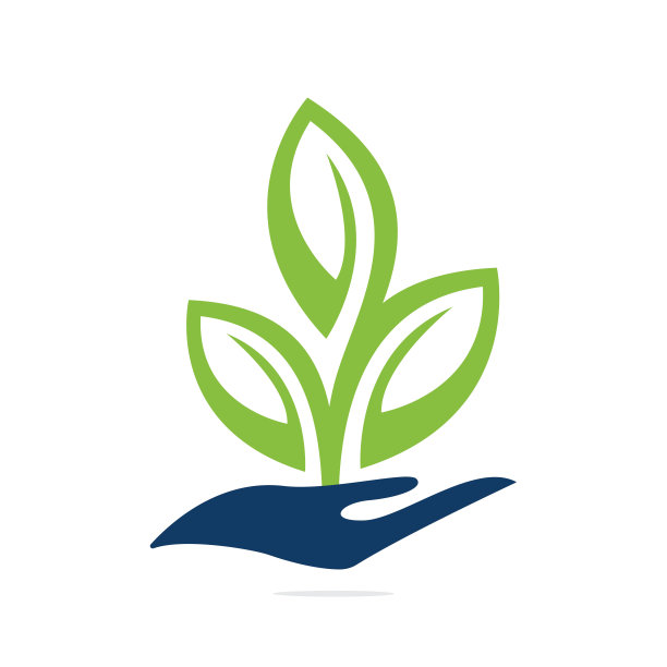 植物在手矢量标志设计。图片下载