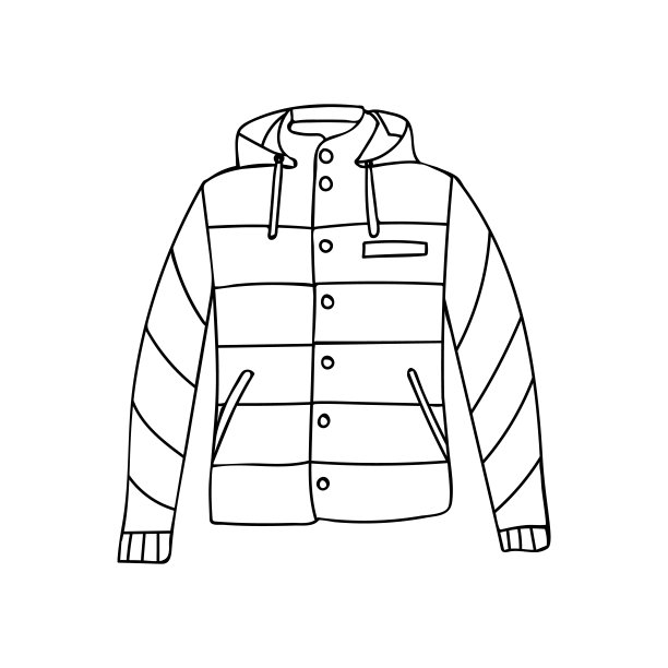 男子羽绒服涂鸦插图在向量。手绘男子羽绒服图标矢量图片下载