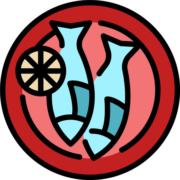 鱼食品图标颜色轮廓图片下载