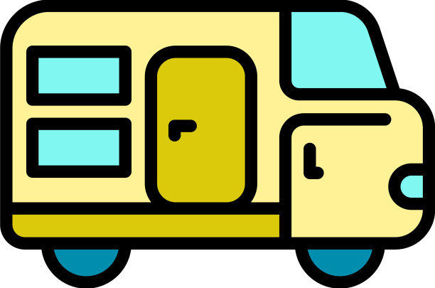 冒险汽车露营图标颜色轮廓图片下载