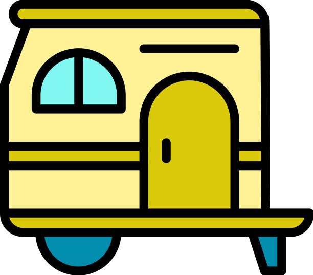 小营地拖车图标颜色轮廓图片下载