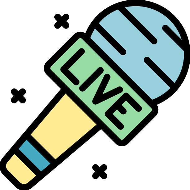 现场报道麦克风图标颜色轮廓图片下载