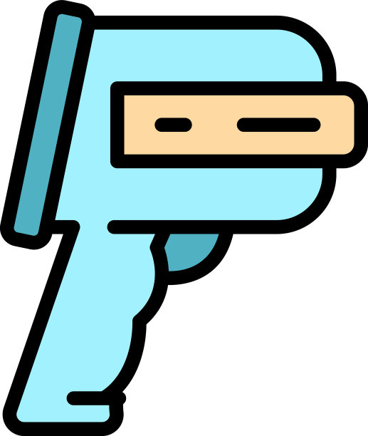 额头温度计图标颜色轮廓图片下载