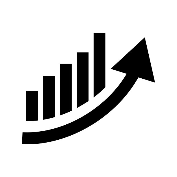 上升箭头和条形图图标。向量。图片下载