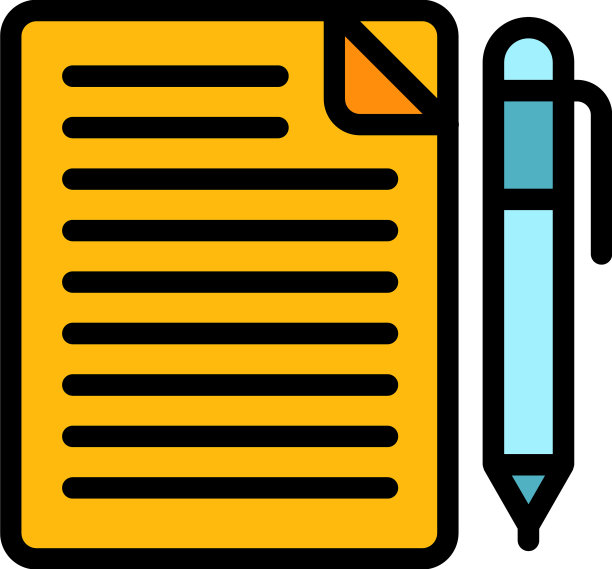 笔记本和钢笔图标颜色轮廓图片下载