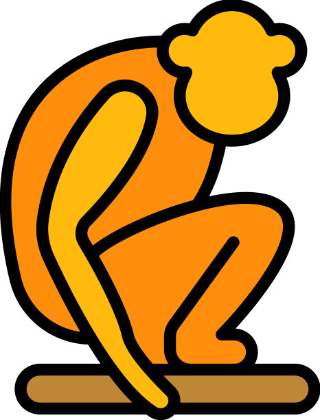 长臂猿动物图标颜色轮廓图片下载