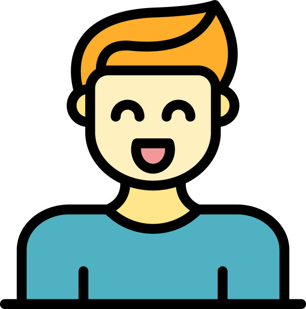 笑话微笑图标颜色轮廓图片下载