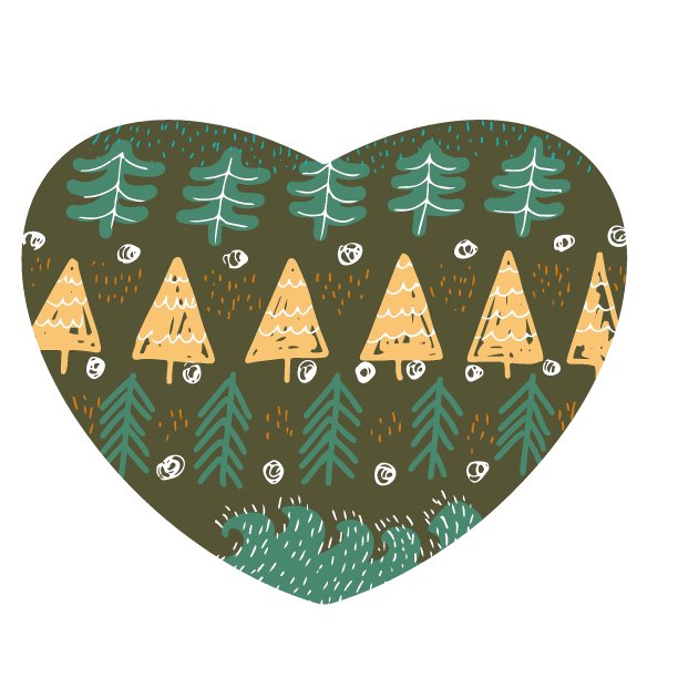 斯堪的纳维亚抽象艺术，拥抱，hygge风格装饰抽象心，绿色，森林，自然，适合设计装饰情人节，圣诞节，生日，婚礼。图片下载