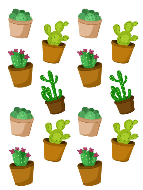 仙人掌集，装饰仙人掌在花盆令人愉快的仙人掌集卡通集图标仙人掌与花图片下载
