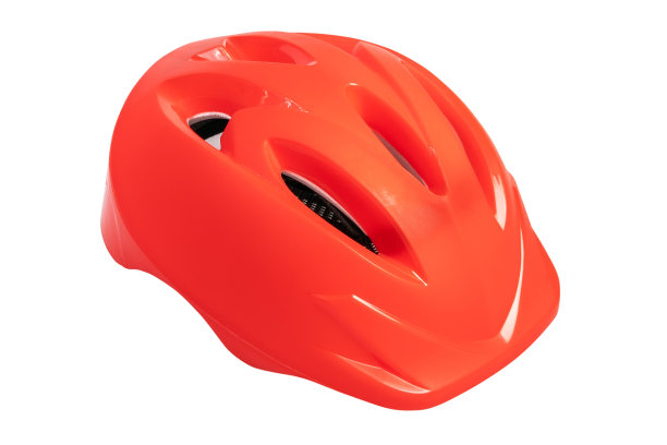 红色儿童头盔，用于体育活动，隔离在白色背景上图片下载