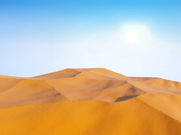 真实的沙漠景观，蓝天和阳光。美丽和沙丘。Africa.3d呈现。图片下载
