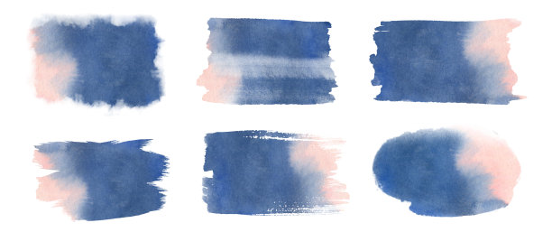 抽象的蓝色水彩画笔形状设置图片下载