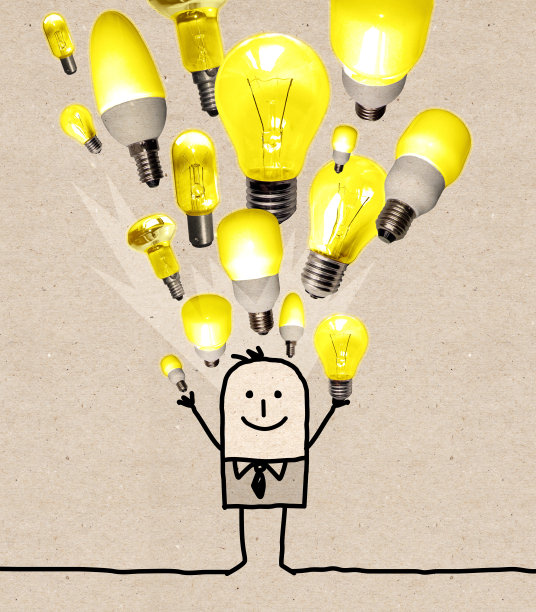 卡通人物抛出灯泡图片下载