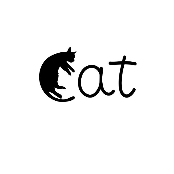标志的猫。字母C拼成猫的形状。矢量设计logo插图图片下载
