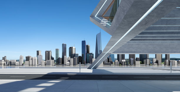 路边街景与现代屋顶建筑图片下载