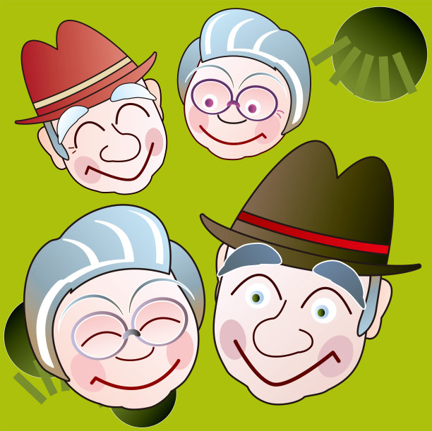 微笑的老夫妇，男人和女人的脸插图图片下载