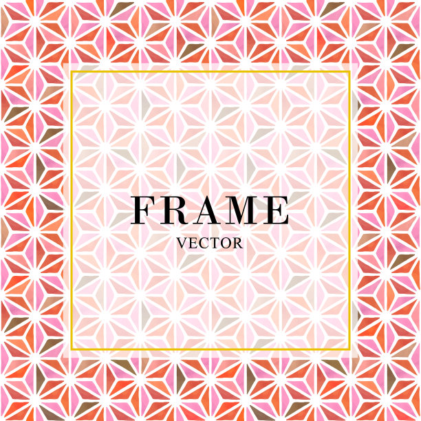 日式几何图案背景框插图(矢量)(大麻叶)图片下载