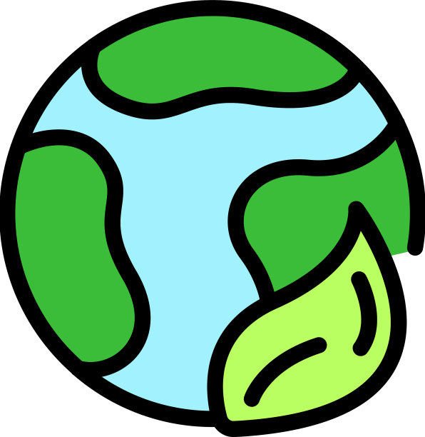 叶地球仪图标颜色轮廓图片下载