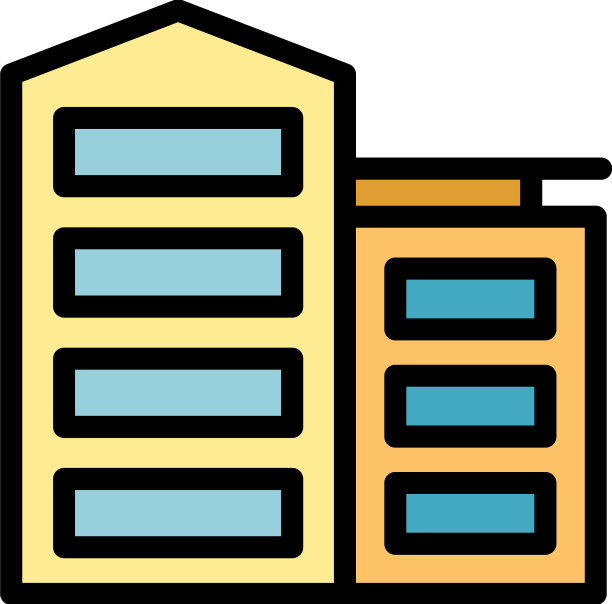 城市建筑图标颜色轮廓图片下载