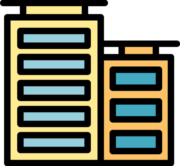城镇建筑图标颜色轮廓图片下载