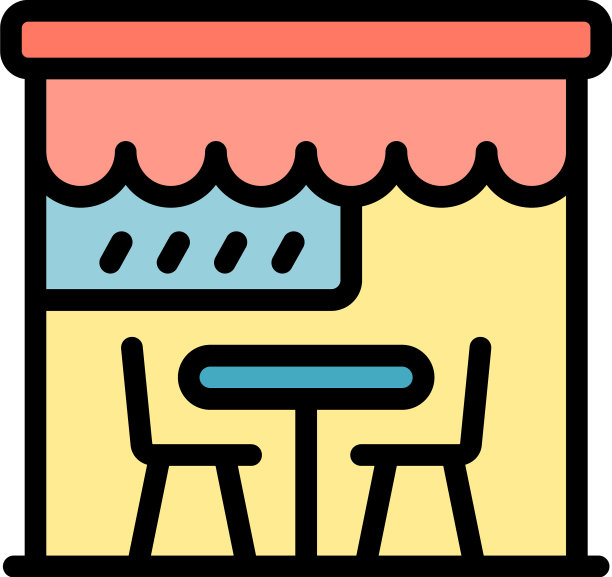 城市咖啡馆图标颜色轮廓图片下载