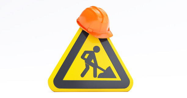 在建的概念。道路路障与标志和锥。3D渲染图片下载