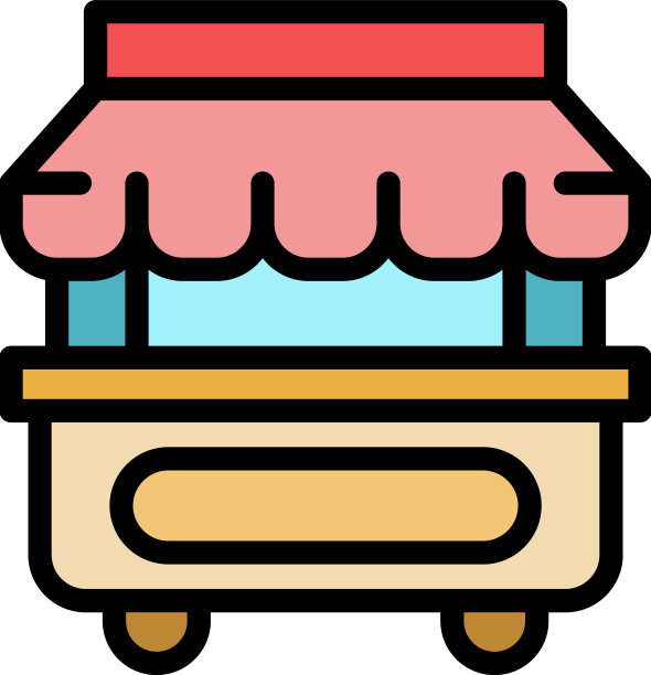 热狗小车图标颜色轮廓图片下载