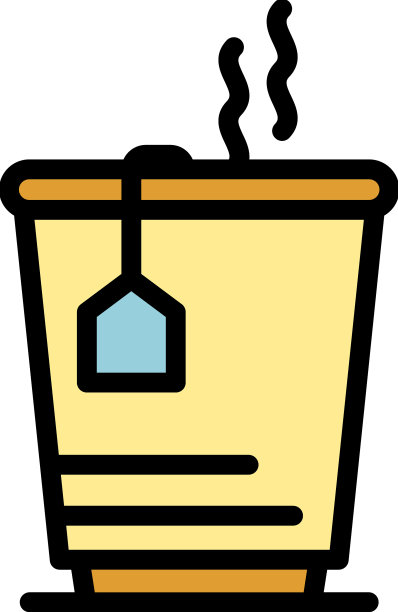 平面茶图标颜色轮廓图片下载