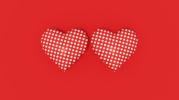 红色背景上的情人节心形图片下载