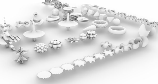 有机的、参数化的、曲线的三维形状、形式、体积和几何图形的建筑图数字图像实验绘制。图片下载