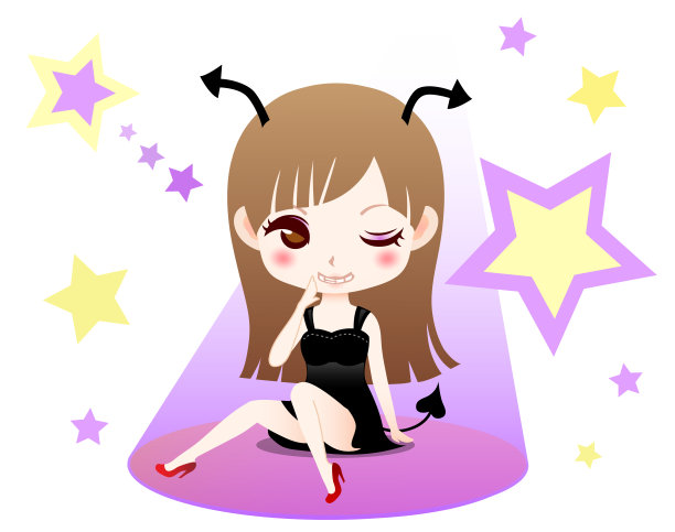可爱的小魔鬼女孩角色插图图片下载
