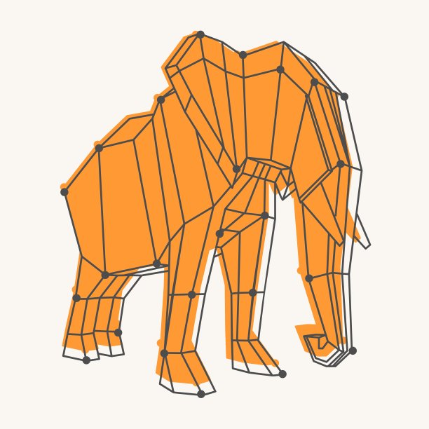 低多边形大象细线风格图标图片下载