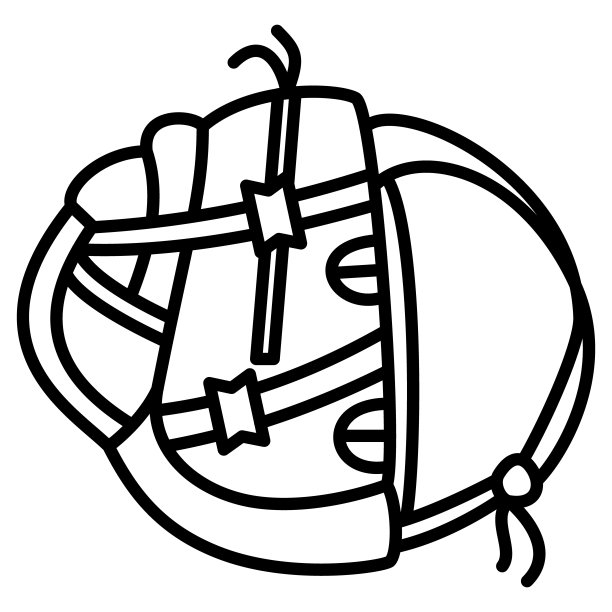 背包有很多隔间，侧视图。背包设计为游客，旅行者，学生。矢量图标，轮廓，孤立图片下载