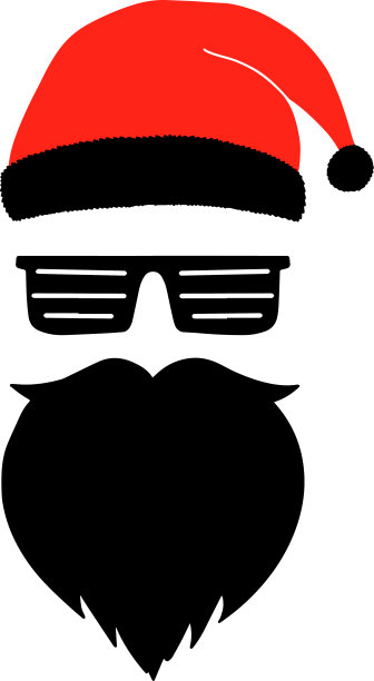 孤立的剪影假圣诞老人。圣诞快乐。新年快乐。很酷的圣诞老人。戴面具的圣诞老人。圣诞老人戴眼镜图片下载