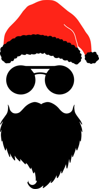 孤立的剪影假圣诞老人。圣诞快乐。新年快乐。很酷的圣诞老人。戴面具的圣诞老人。圣诞老人戴眼镜图片下载