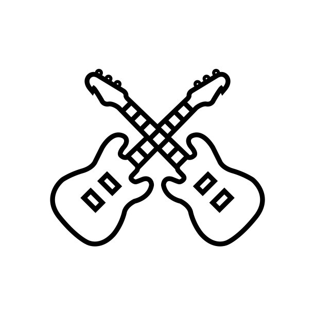 吉他线图标，美丽矢量标志孤立在白色背景上图片下载