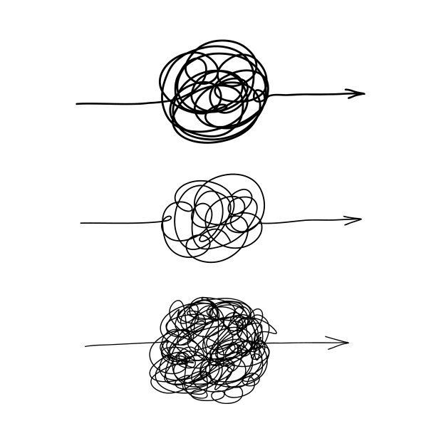 潦草的球。混乱的过程图标。向量复杂方式的概念。图片下载