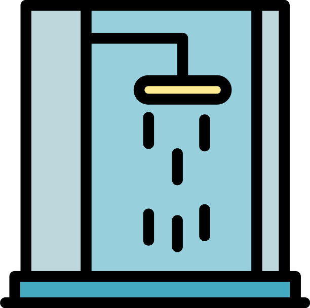 塑料淋浴间图标颜色轮廓图片下载