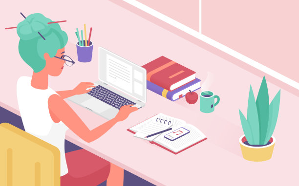 身材匀称的女孩用笔记本电脑工作，年轻的女商人坐在桌子旁工作或学习图片下载