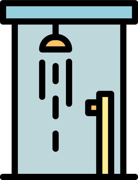 酒店淋浴间图标颜色轮廓图片下载