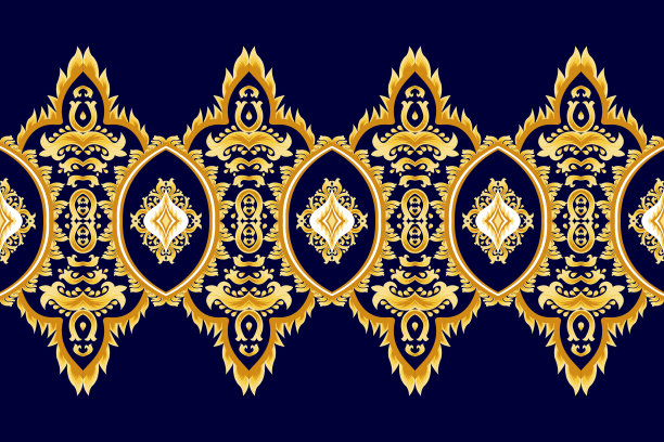 巴洛克洛可可民族图案设计。阿兹特克织物地毯曼陀罗装饰装饰人头龙纺织品装饰壁纸。土耳其非洲裔美国印第安人传统刺绣矢量插图背景图片下载