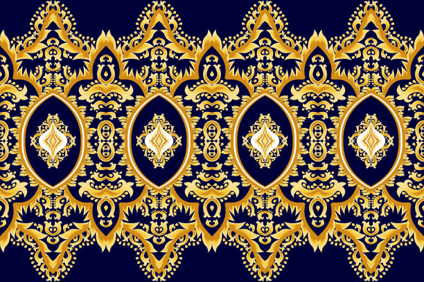 巴洛克洛可可民族图案设计。阿兹特克织物地毯曼陀罗装饰装饰人头龙纺织品装饰壁纸。土耳其非洲裔美国印第安人传统刺绣矢量插图背景图片下载