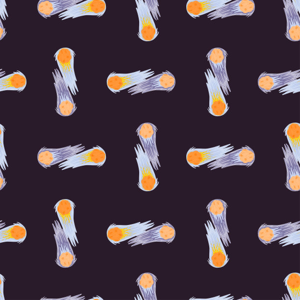 流星雨无缝模式。手绘彗星飞的背景。图片下载