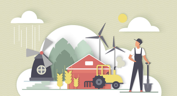 绿色可持续资源和农业生产，农民种植小麦收获图片下载