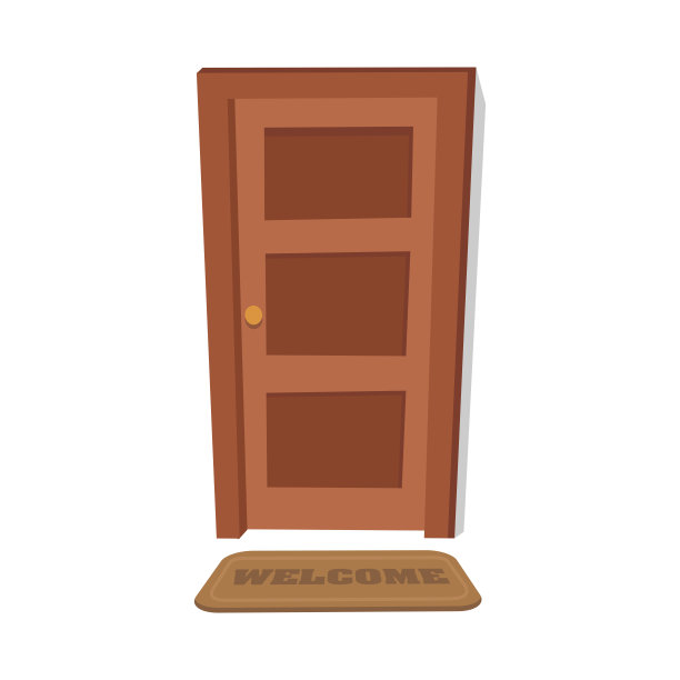 用地毯紧闭的木门欢迎图片下载