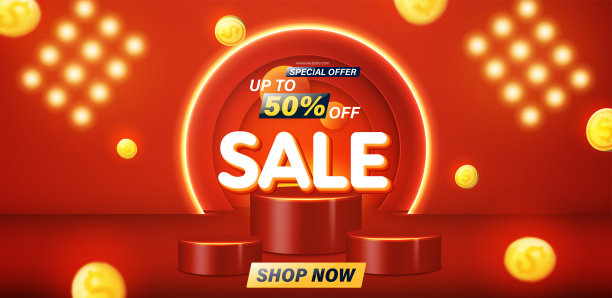 网页或社交媒体销售横幅模板设计。图片下载