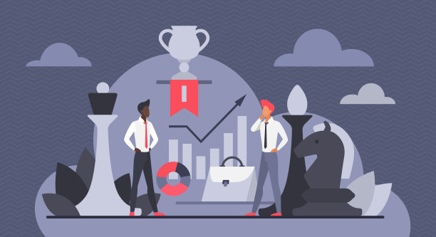 两名商务人士竞争赢得商务杯大奖，员工下棋图片下载