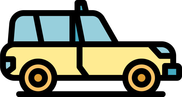 机场出租车图标颜色轮廓图片下载