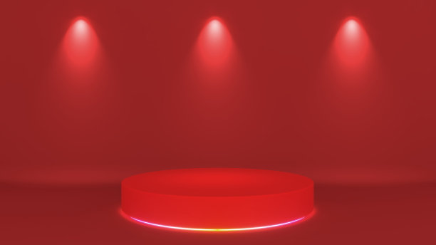 红色底座配壁灯，模拟展示，春节庆典，3D渲染图片下载